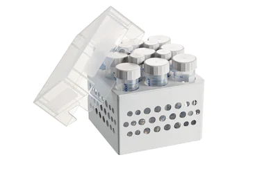 艾本德儲(chǔ)存盒 3 × 3, 可放置 9  個(gè) 50  mL 試管和 4  個(gè) 15  mL 試管，2  件，高 127  mm，5  英寸，聚丙烯材料，可耐受最低 -86  °C，高溫高壓滅菌，帶蓋子